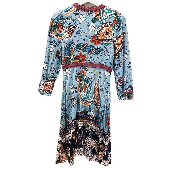 Anthropologie Akemi beaded Karmina blue printed dress - Picture 5 of 5